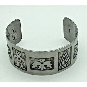Southwestern  Cuff Bracelet Story Teller Thunderbird  Arrow  Overlay Japan